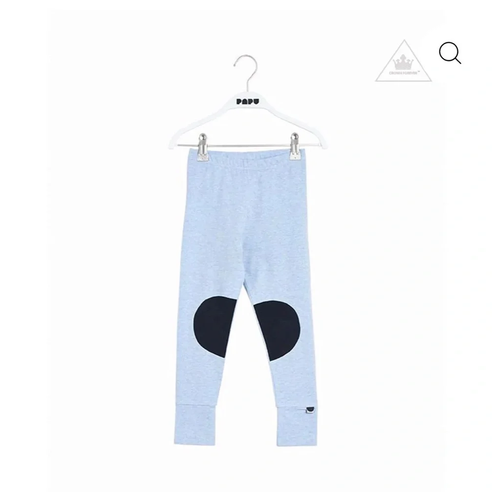 Light Blue Leggings with Black Patch by boutique brand Papu Stories